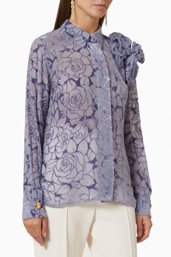 

Devoré Rose Shirt in Mesh, Blue
