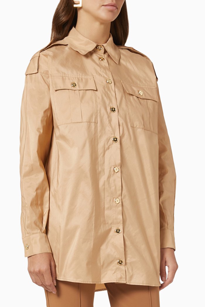 

Oversized Long Sleeve Shirt, Brown