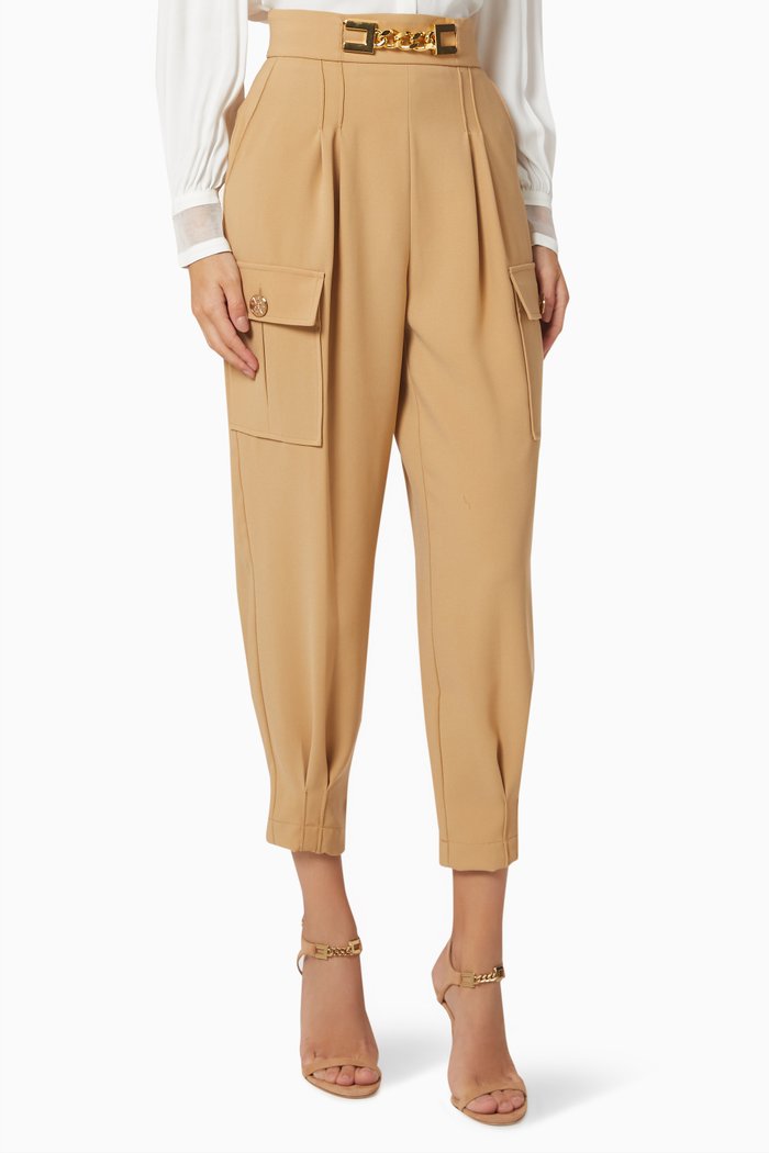 

Low Waist Pants with Maxi Chain, Brown