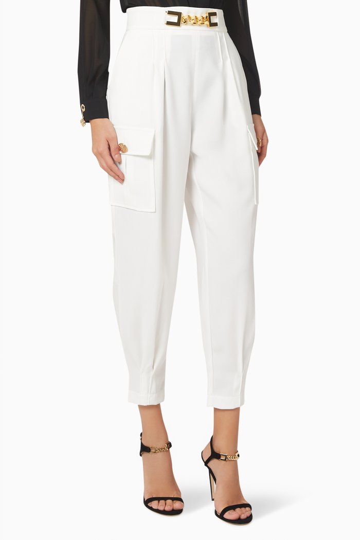 

Low Waist Pants with Maxi Chain, White