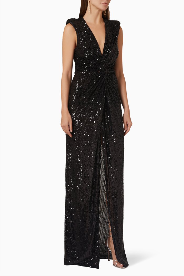 

Sequin Embellished Gown, Black