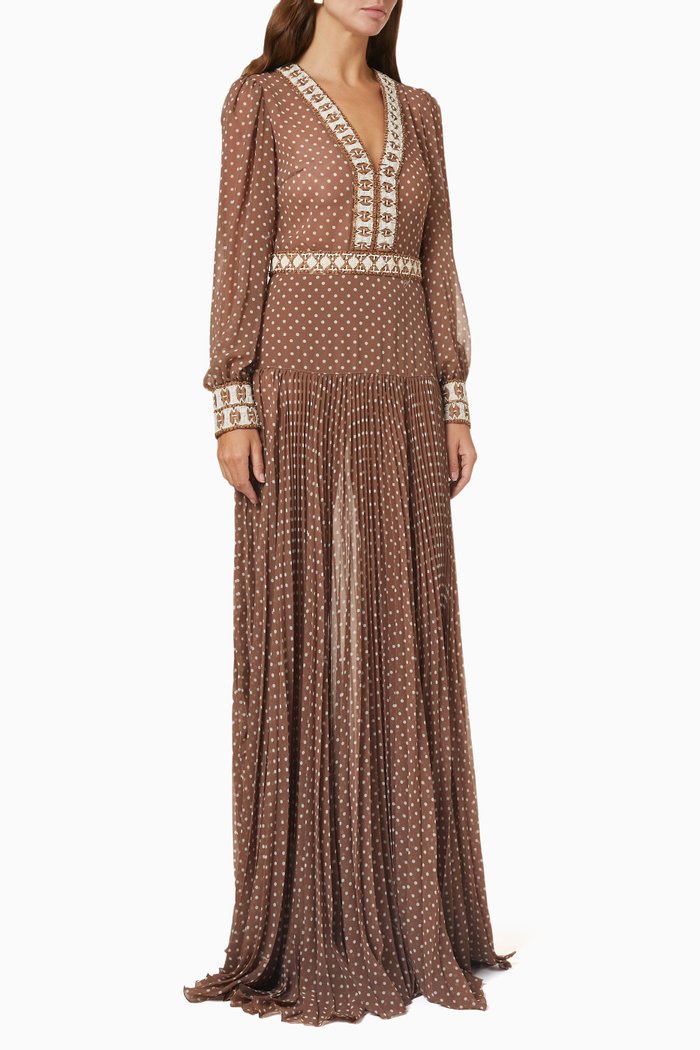 

Red Carpet Polka Dot Dress in Georgette, Brown