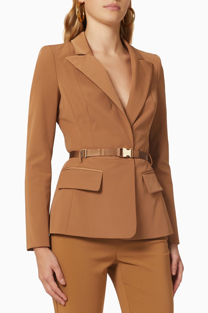 

Single-Breasted Slim-Fit Jacket, Brown