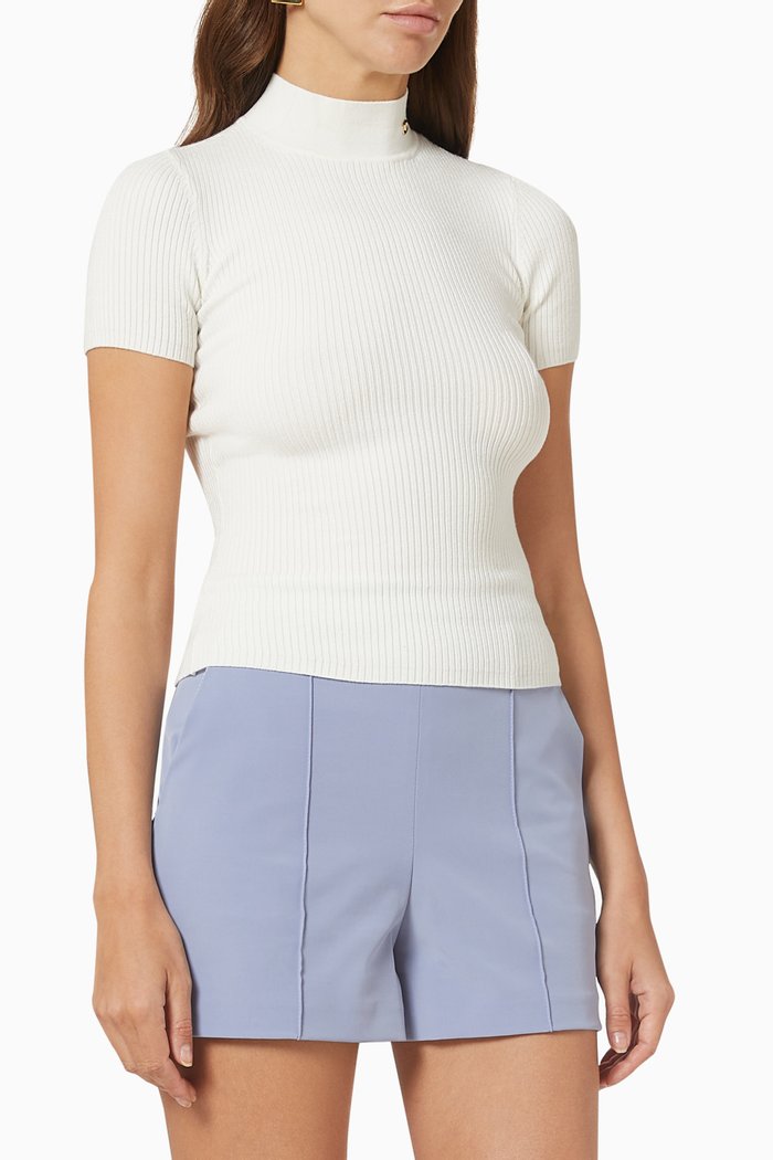 Ribbed Turtleneck Sweater, White