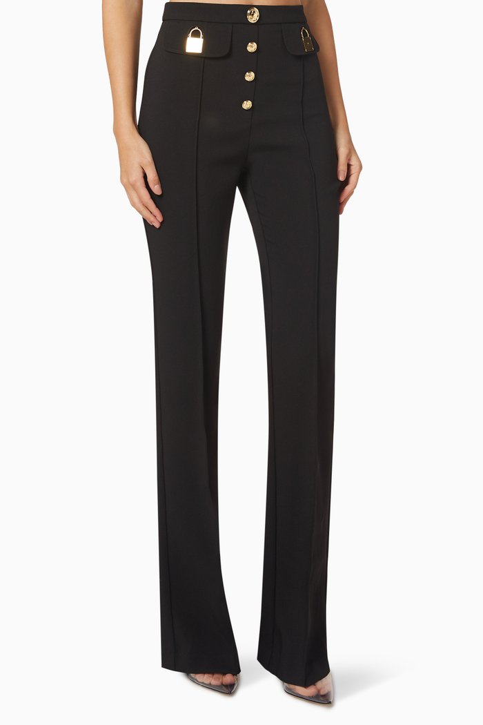

High-Waisted Flare Pants, Black