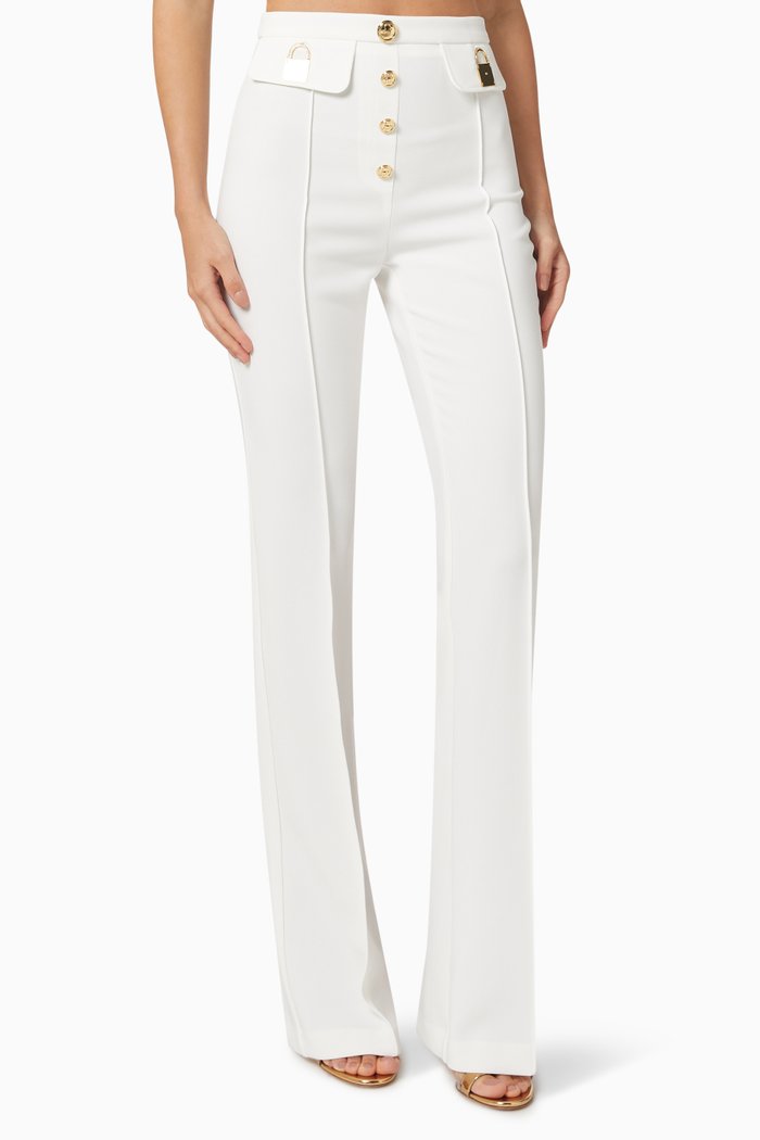 

High-Waisted Flare Pants, White