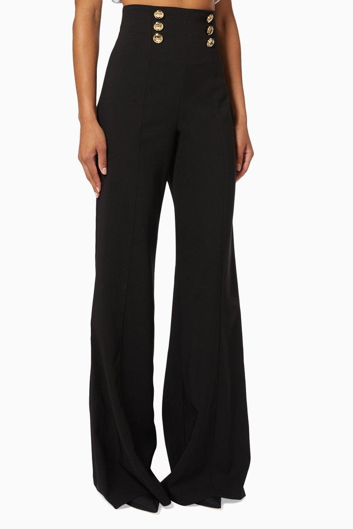 

Bell Bottom Slim Pants in Bi-elastic Fabric, Black