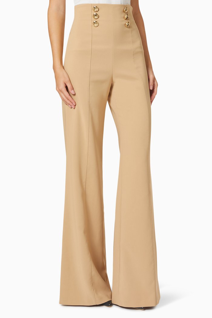 

Bell Bottom Slim Pants in Bi-elastic Fabric, Brown