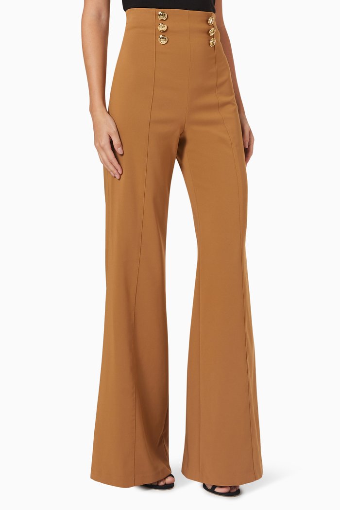 

Bell Bottom Slim Pants in Bi-elastic Fabric, Brown