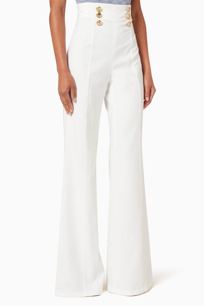 

Bell Bottom Slim Pants in Bi-elastic Fabric, White