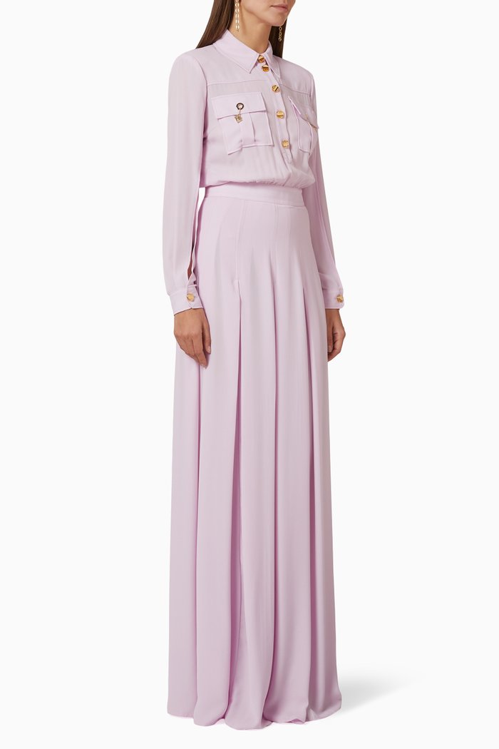 

Button Shirt Dress in Georgette, Purple