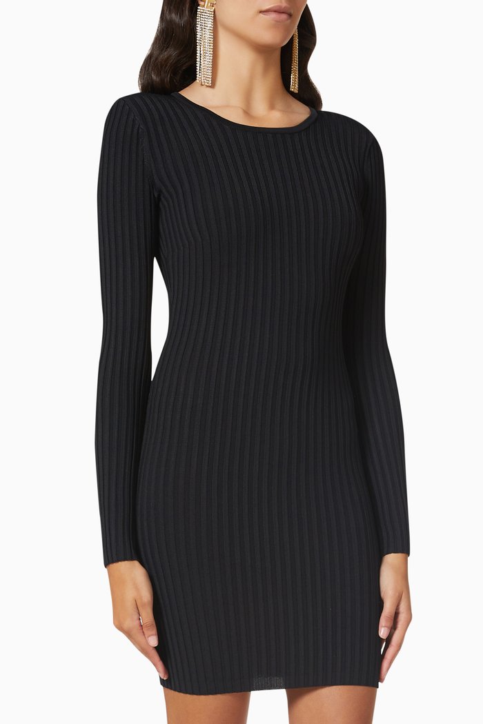 

Ribbed Mini Dress, Black