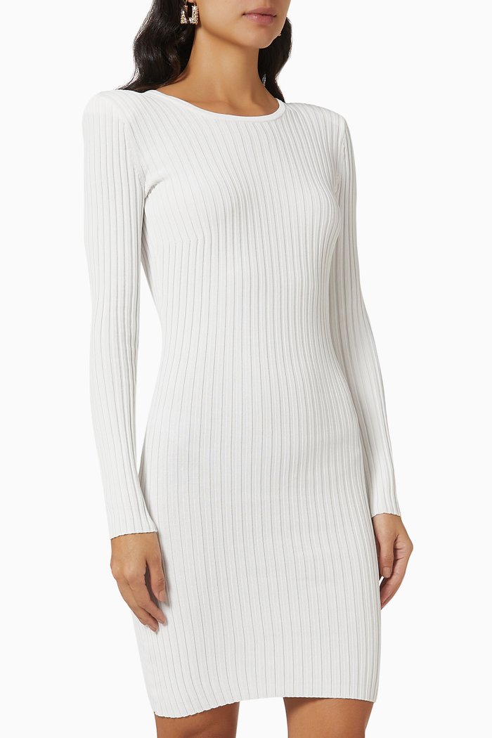 Ribbed Mini Dress, White