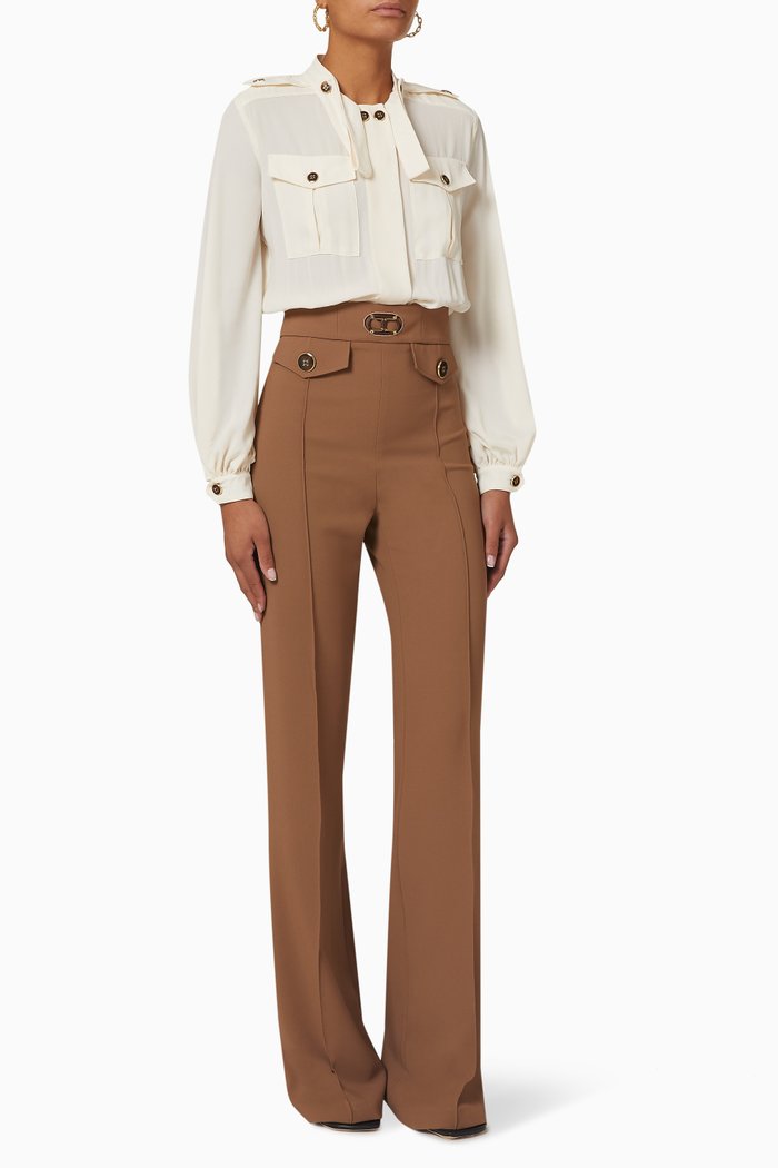 

One-Piece Jumpsuit in Stretch Crêpe, Brown