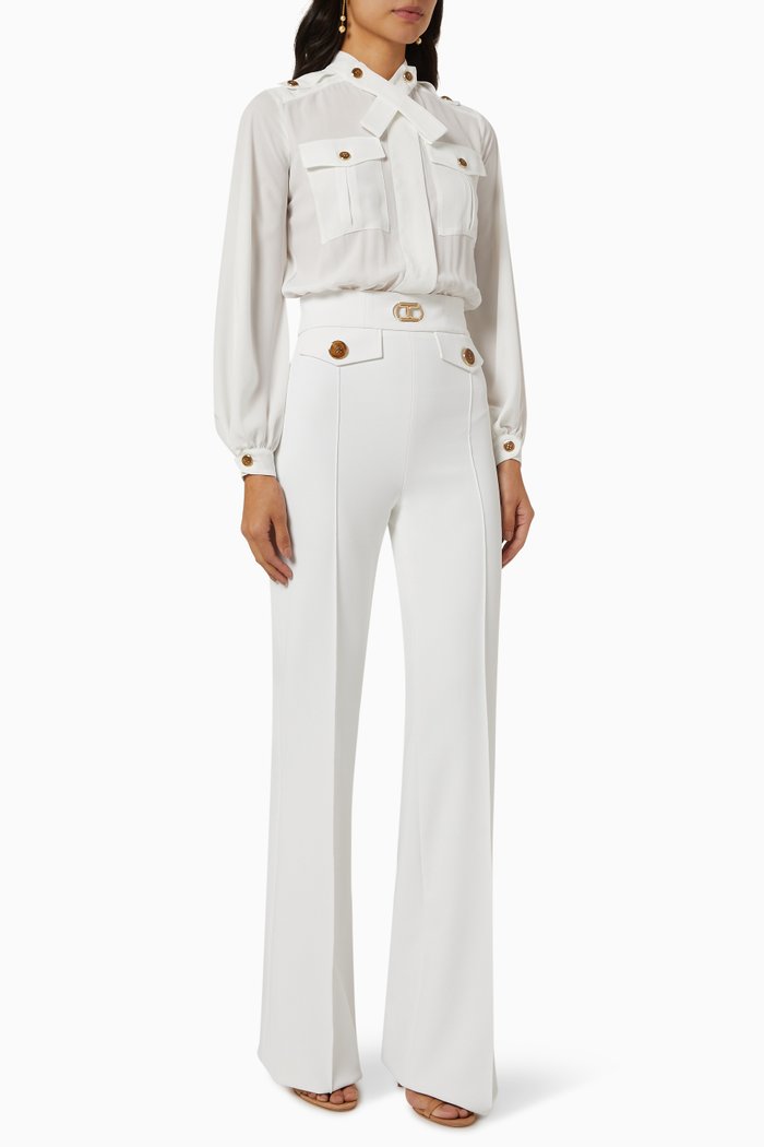 One-Piece Jumpsuit in Stretch Crêpe, White