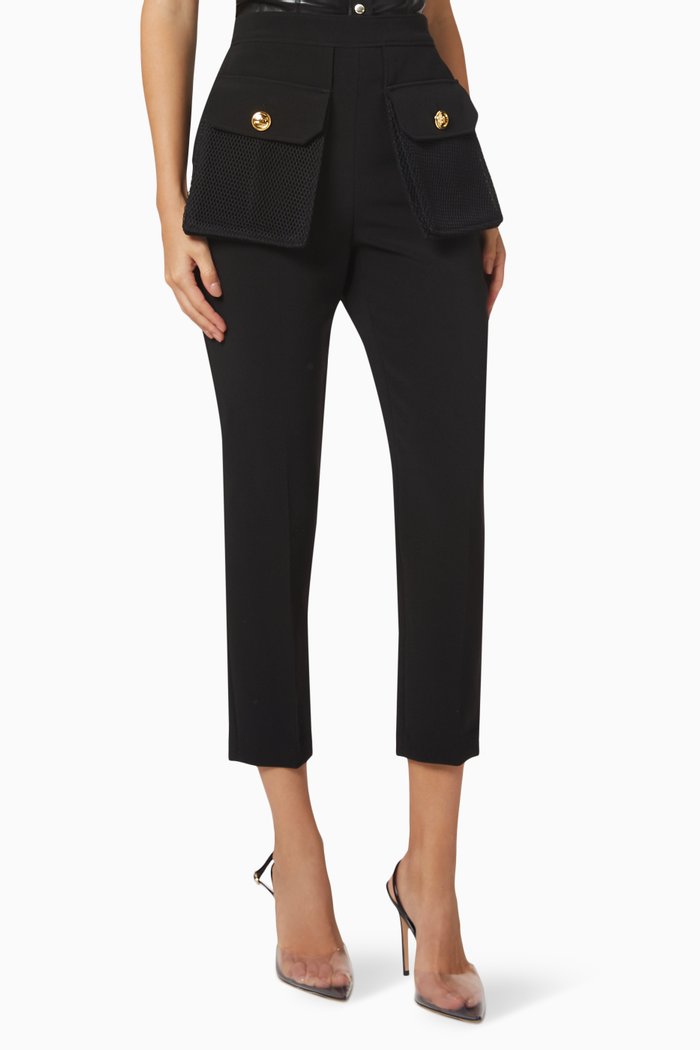

Mesh Pockets Cigarette Pants, Black