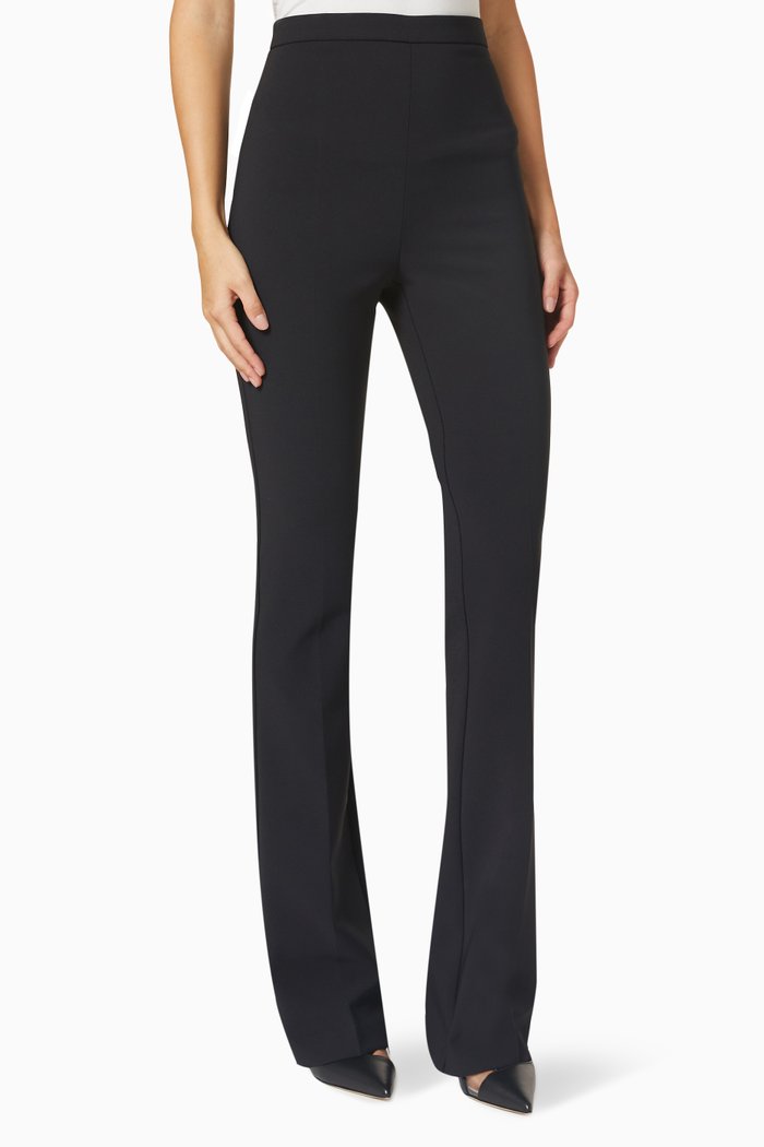 

High-Waist Pants in Crêpe, Black
