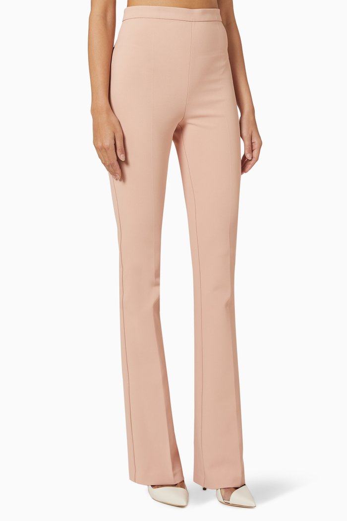 

High-Waist Pants in Crêpe, Brown