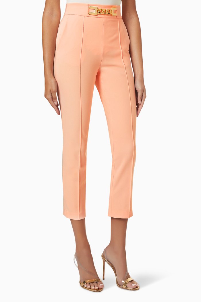 

Cropped Slim-Fit Pants, Pink