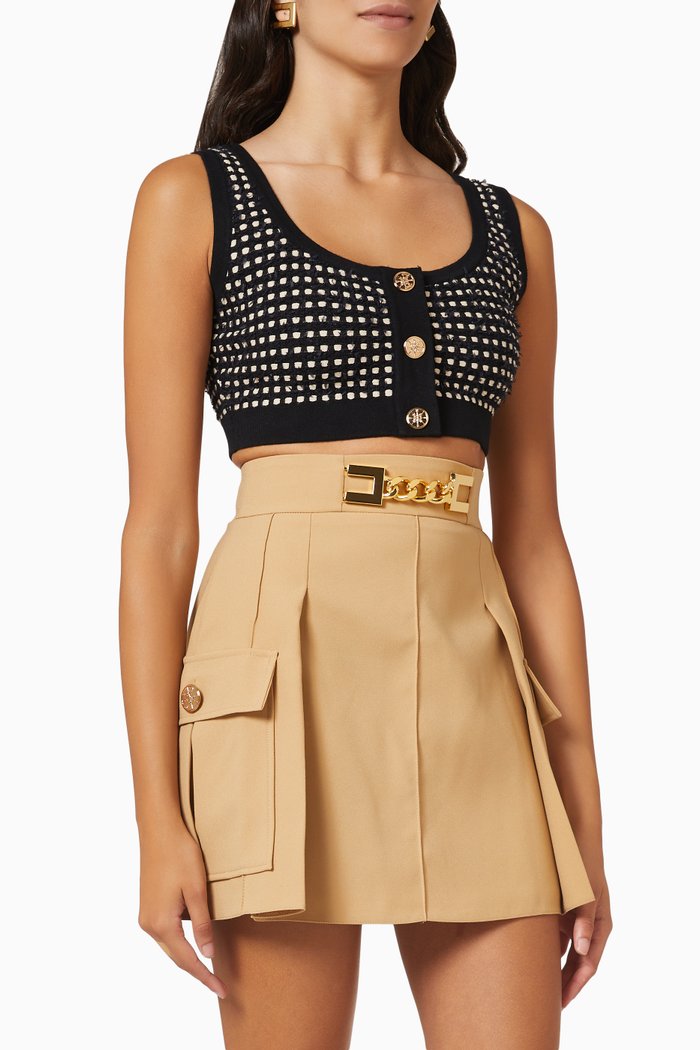 

Sleeveless Crop Top in Tweed, Multicolour