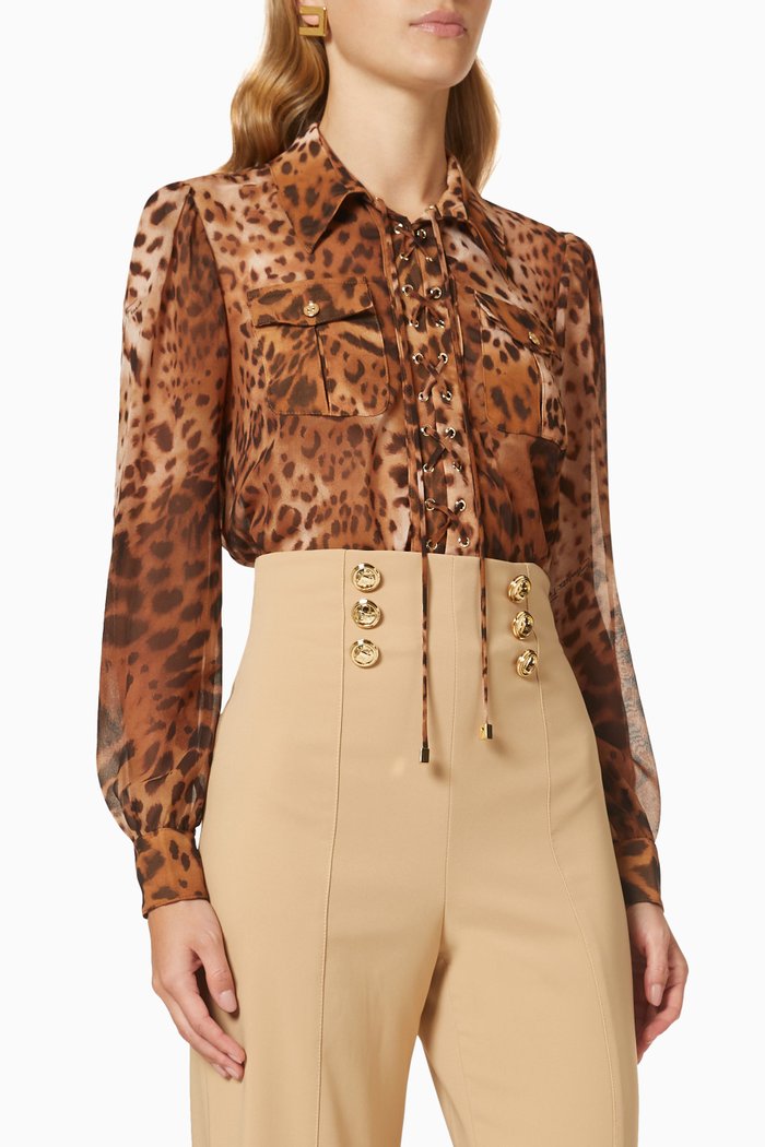 

Animal Print Bodysuit Top, Neutral