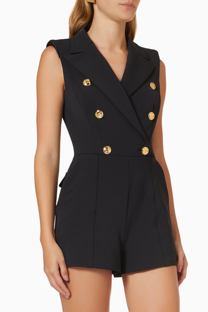 

Sleeveless Jumpsuit in Stretch Crêpe, Black