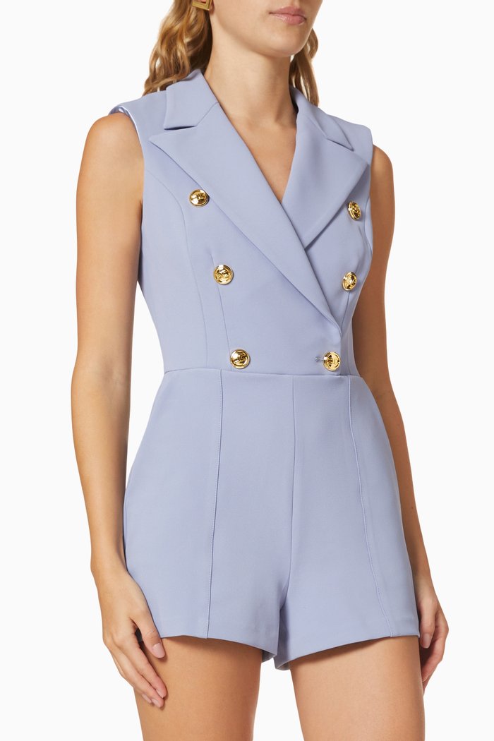 

Sleeveless Jumpsuit in Stretch Crêpe, Blue