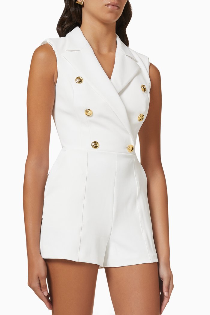 

Sleeveless Jumpsuit in Stretch Crêpe, White
