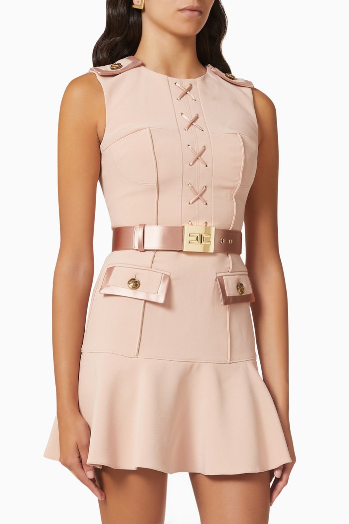 

EF Belted Dress in Stretch Crêpe, Brown