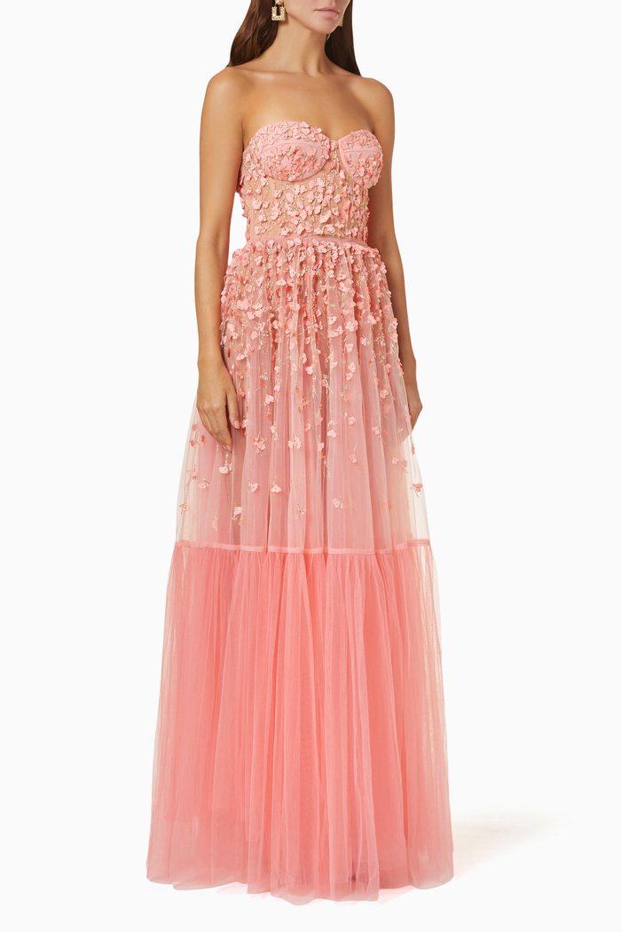 

Floral Embroidered Gown, Pink