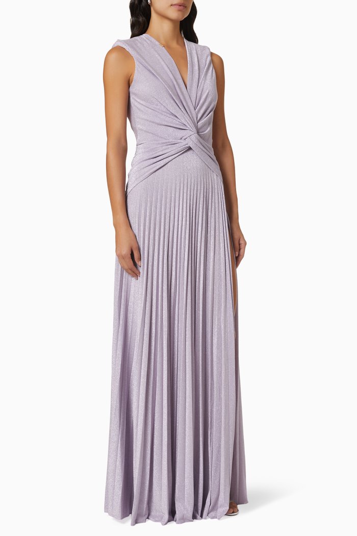 

Plissé Pleated Gown in Stretch Lurex, Purple