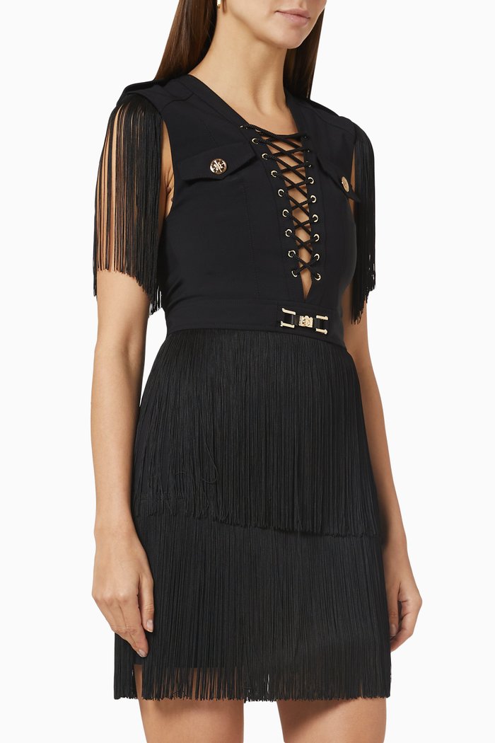 

Fringe Mini Dress, Black