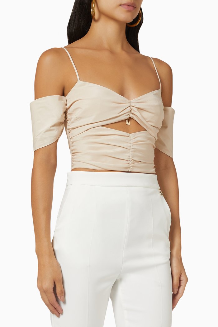 

Draped Ottoman Top in Mesh, Neutral