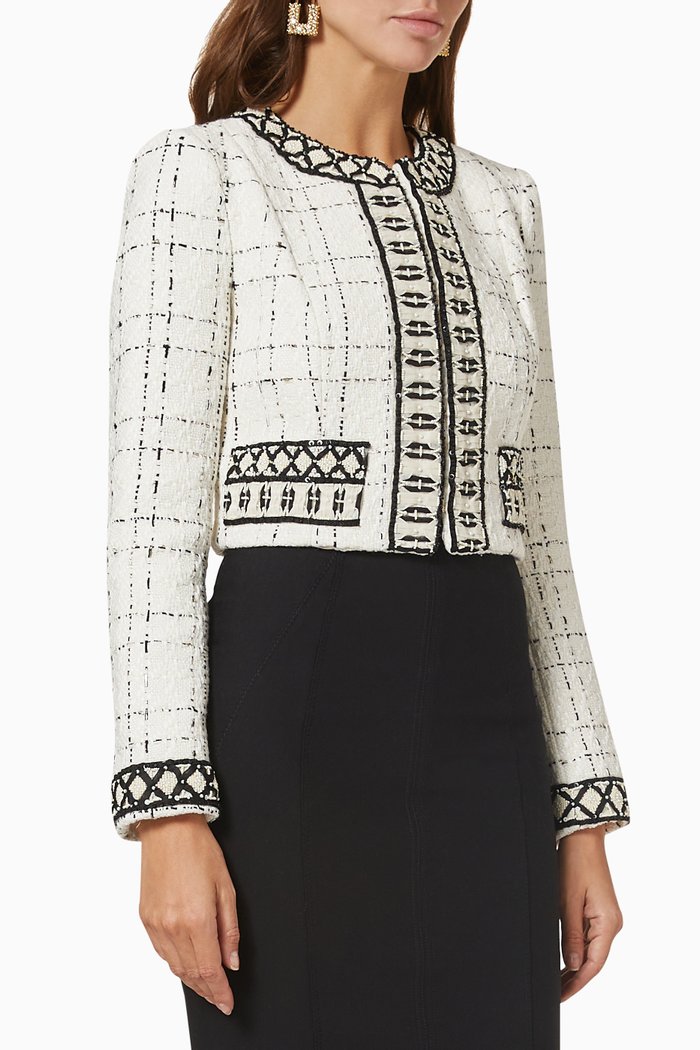 

Embellished Cropped Jacket in Tweed, Neutral