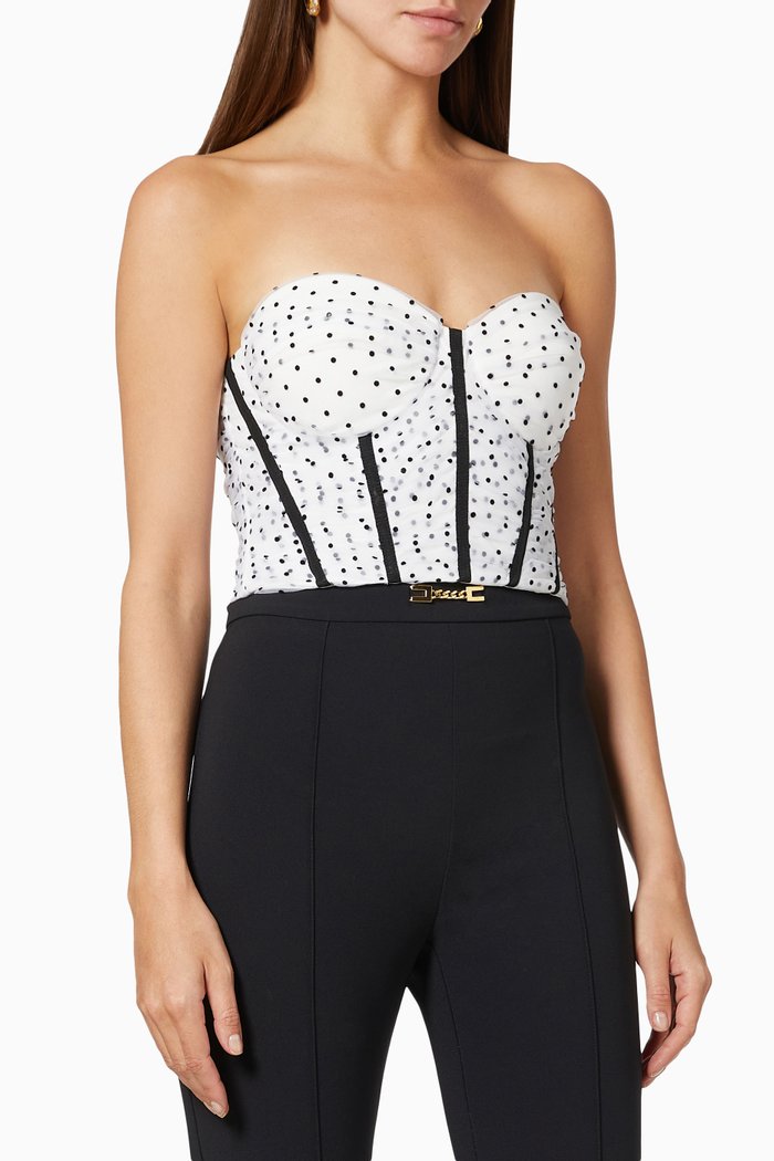 

Corset Top in Velvet Polka Dot Tulle, Multicolour