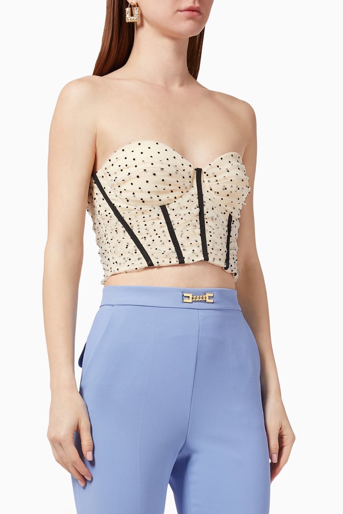 

Corset Top in Velvet Polka Dot Tulle, Neutral