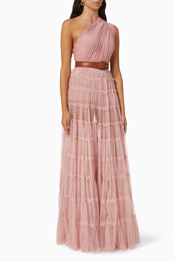 Polka Dot Red Carpet Dress in Tulle, Pink