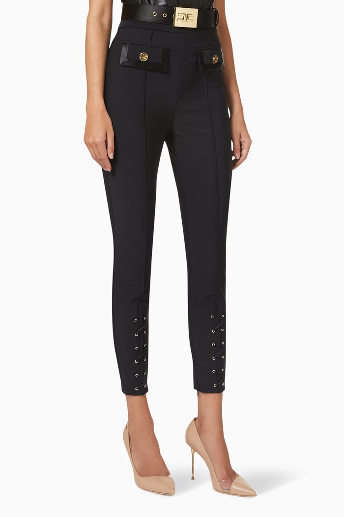 

High-Waist Skinny Pants, Black