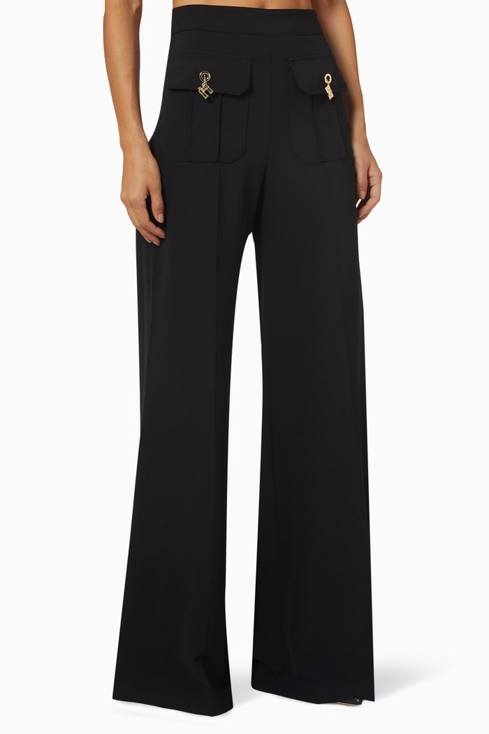 Palazzo Trousers in Crepe, Black