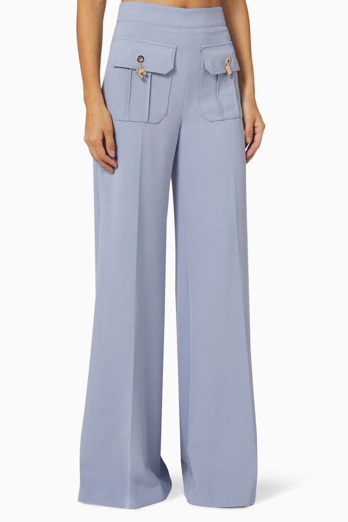 

Palazzo Trousers in Crepe, Blue