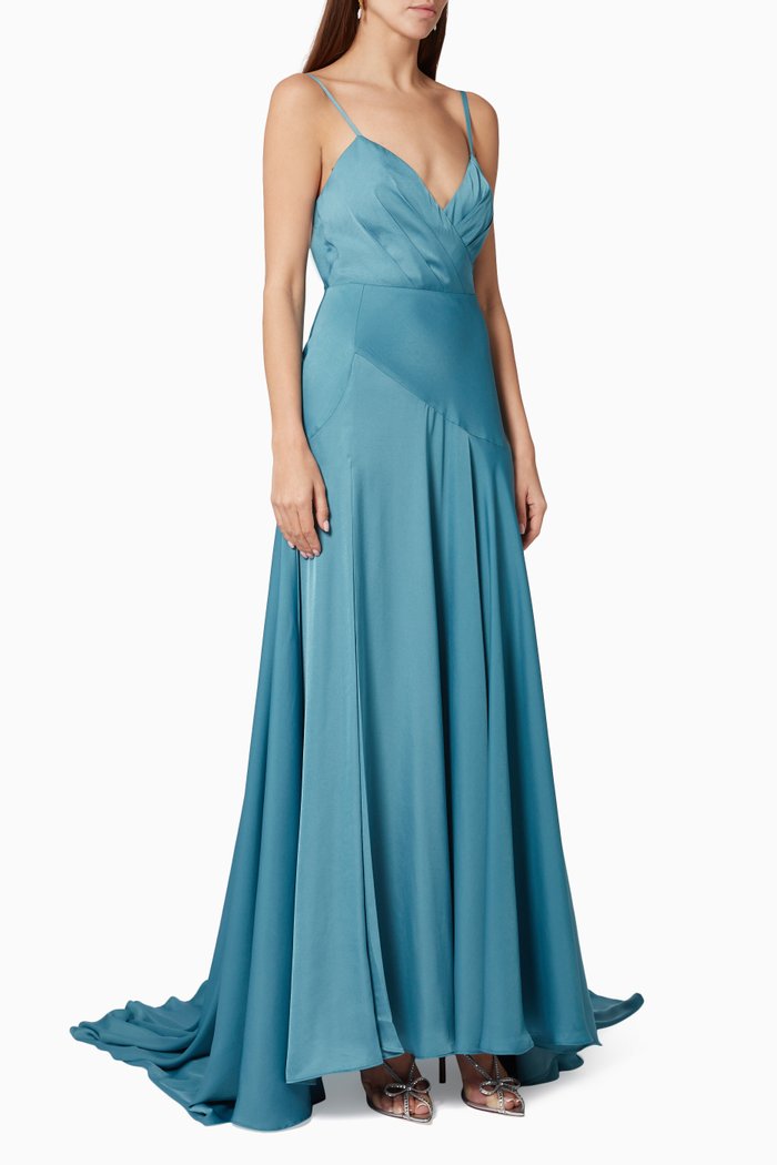 

The Tatum Dress in Satin, Blue