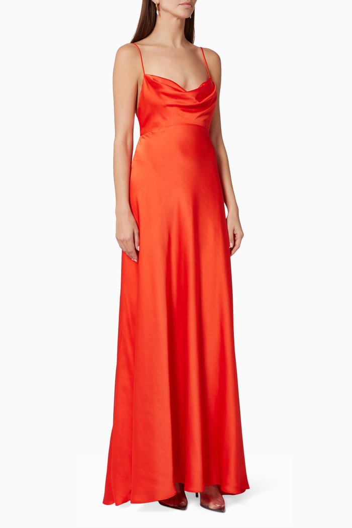 

The Emerie Dress in Satin, Orange