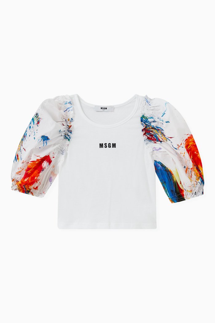 Puff Sleeve Top in Cotton, White