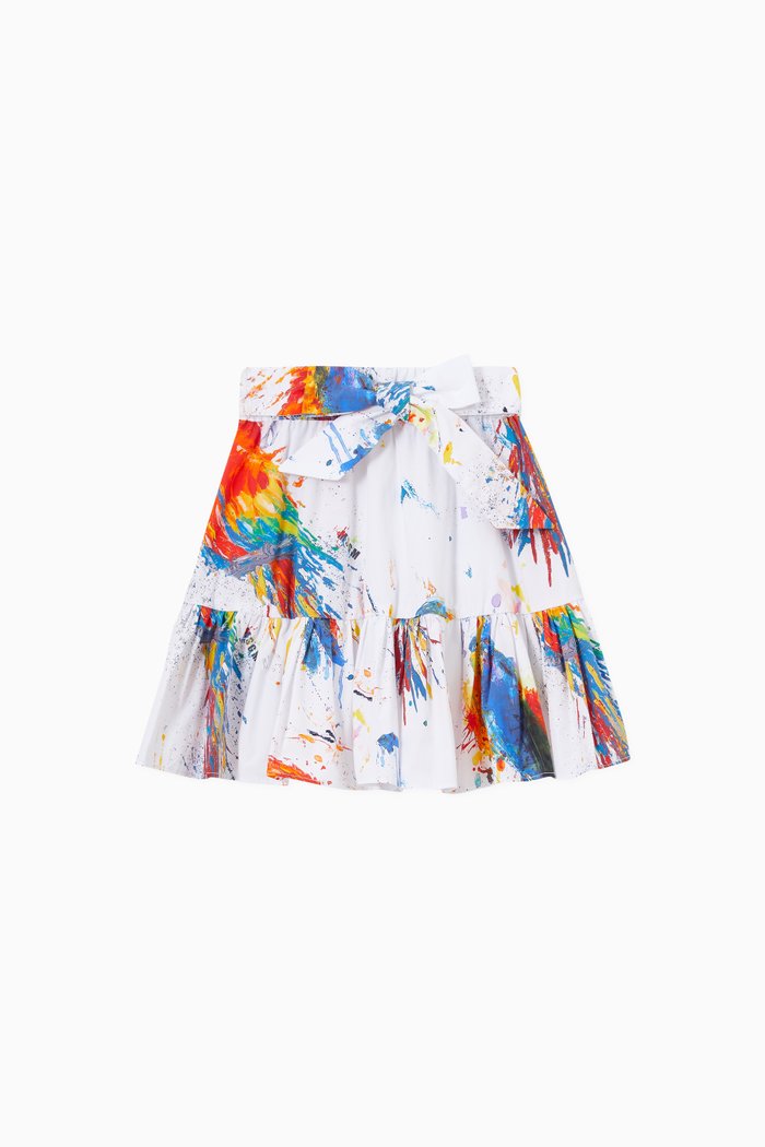 

Parrot Paint Print Skirt in Cotton, Multicolour