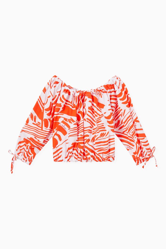 

Abstract Off-the-Shoulders Top in Cotton, Orange