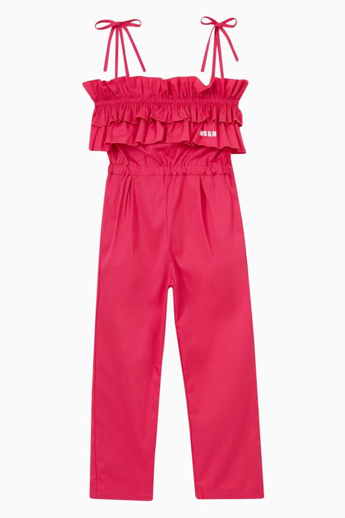 

Ruffle Bodice Jumpsuit in Cotton Blend, Pink