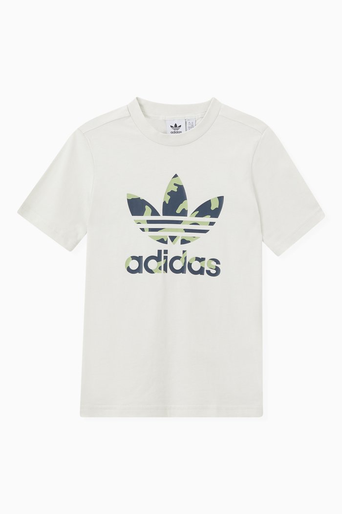 Camo Graphic T-shirt in Cotton Jersey, White