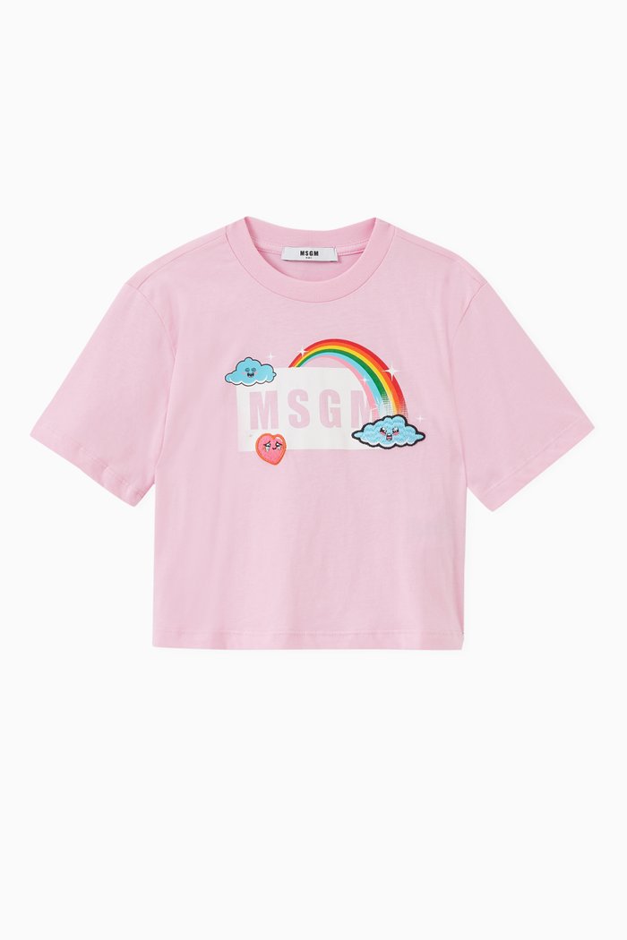 

Rainbow Logo T-Shirt in Cotton, Pink