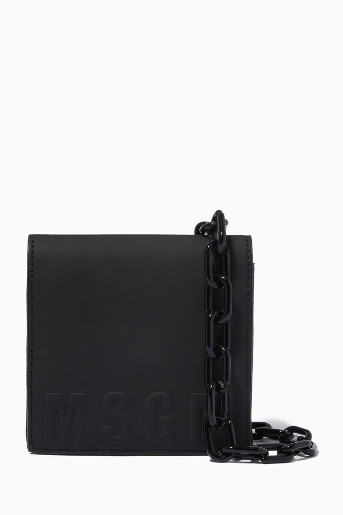

Chain Strap Shoulder Bag in Eco Leather, Black