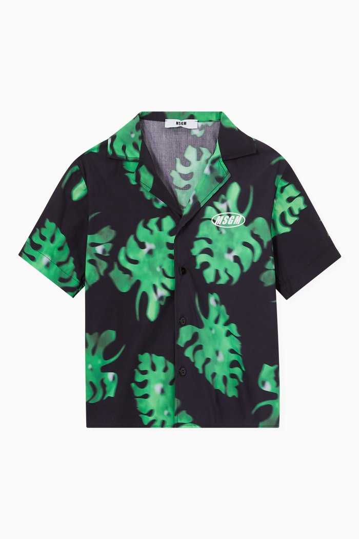 

Leaf Print Shirt in Cotton, Multicolour